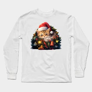 Lazy Burmese Cat At Christmas Long Sleeve T-Shirt